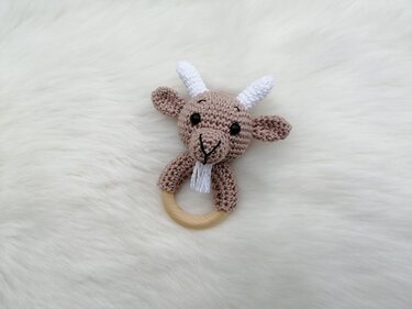 Crochet Pattern Goat Rattle, crochet Babyrattle
