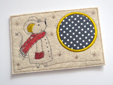 Stickdatei MugRug Untersetzer Wintermaus 13x18cm und 13x20cm - Sticken