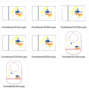 Stickdatei - Fuchs auf dem Mond Kissen und Lätzchen SET ITH - Sticken