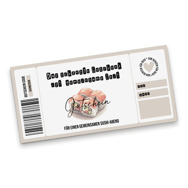 Gutschein zum Ausdrucken SUSHI digitale Datei Gutschein DOWNLOAD - Basteln