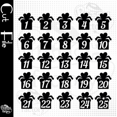 Plotterdatei Adventskalenderzahlen "Geschenk" - Plotting