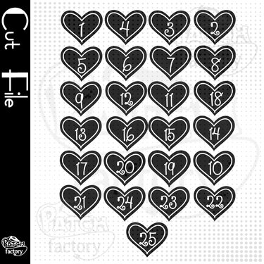 Plotterdatei Adventskalenderzahlen "Nostalgisches Herz" - Plotting