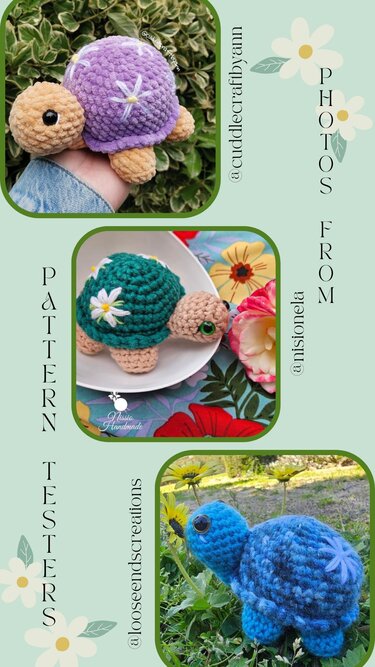Crochet no sew Daisy tortoise turtle mindful amigurumi pattern