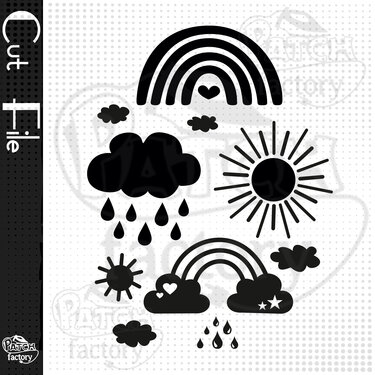 Plotterdatei Sonne, Wolke, Regenbogen, Tropfen - Plotting