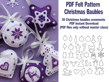 Felt Sewing Pattern Christmas Baubles Felt Patterns PDF Christmas Stencils