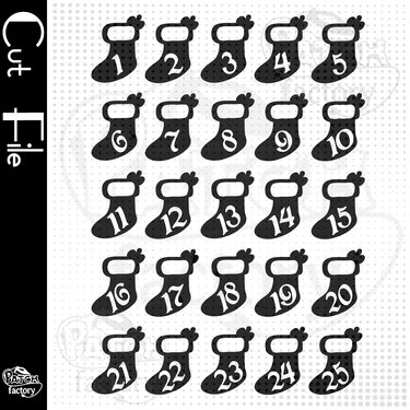 Plotterdatei Adventskalenderzahlen "Weihnachtsstrumpf" - Plotting