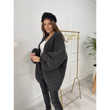 Chunky Knit Cardigan Knitting Pattern, Volume Sleeve Oversized Cardigan