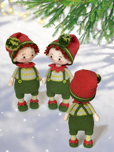 Amigurumi crochet doll pattern Christmas Elf, Gnome - Christmas Ball Series