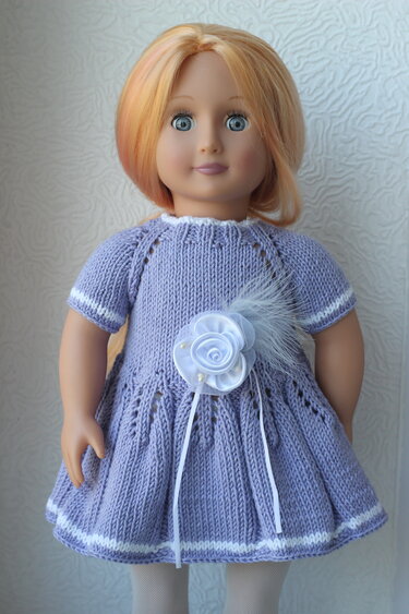 18-inch Dolls Lavender Dress Knitting Pattern