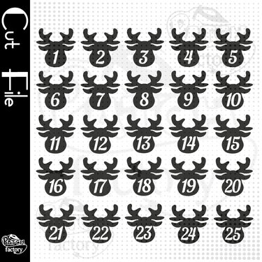 Plotterdatei Adventskalenderzahlen "Rentier" - Plotting