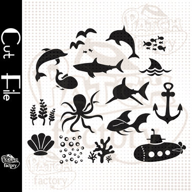 Plotterdatei, Schnittvorlage Meerestiere - Plotting