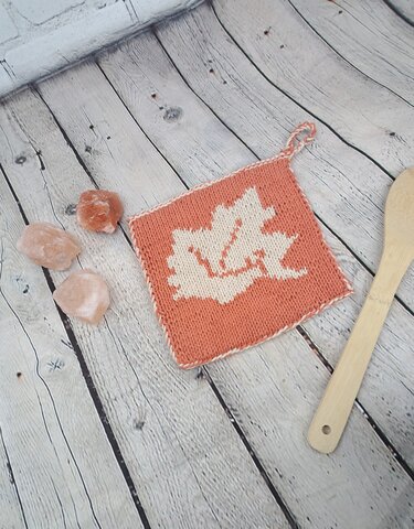 Autumn Pot Holder, Kitchen Accessory in Double-Face Knitting Technique - Image 3