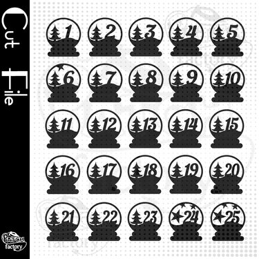 Plotterdatei Adventskalenderzahlen "Schneekugel" - Plotting