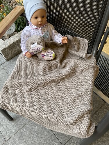 Babydecke schräges Perlmuster - Stricken