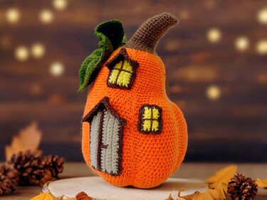 Pumpkin house. Pumpkin Violin. Crochet pattern
