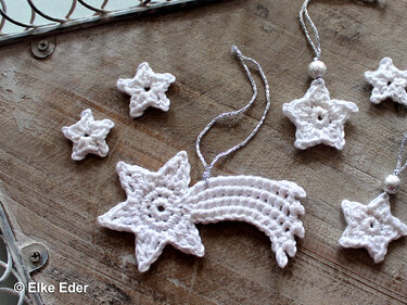 Star with Tail and other Stars - Tree Ornaments, Gift Tags, Christmas Deco - Crochet