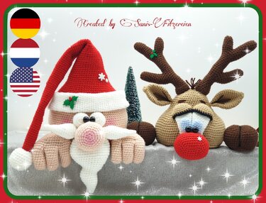 crochet pattern Santa Claus + Reindeer