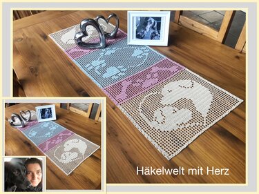 Häkeln / Tischläufer "Hundeliebe"