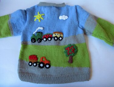 Strickanleitung Kinderjacke Eisenbahn Größen 80/86 und 92