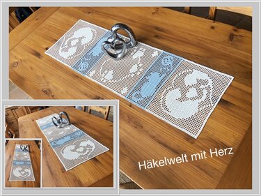 Häkeln / Tischläufer "Katzenliebe"