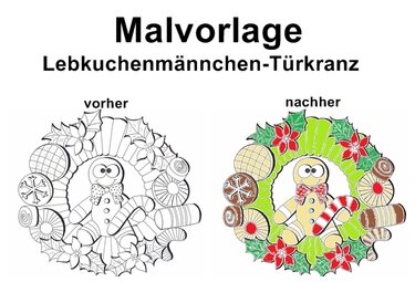 Malvorlage Lebkuchenmännchen Türkranz - PDF Datei - Basteln