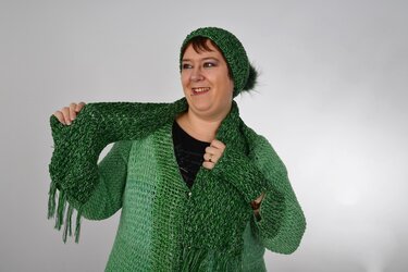 Elfenträne/Elfine/Elfenlächeln/Elfchen (Jacke/Stulpen/Schal/Mütze) - Häkeln