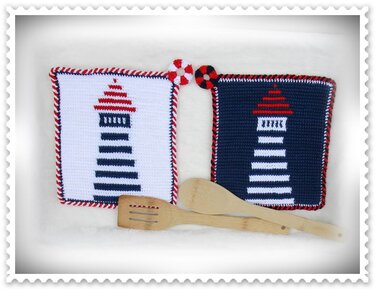 Topflappen Leuchtfeuer / Tunesisch gehäkelt - Häkeln