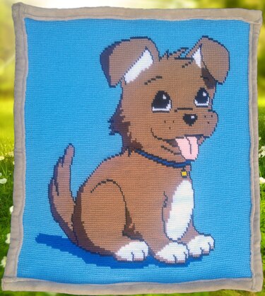 Childrens Blanket - Crumbs the little Dog - Crochet