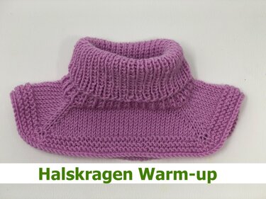 Lila gestrickter Kragenschal mit hohem Rollkragen