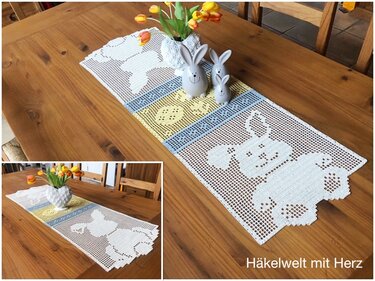 Häkeln / Tischläufer "Schnuffel" + Bonusgröße
