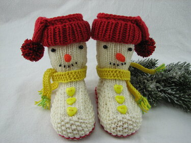 Strickanleitung Haussocken "Schneemann" - Größe 20 bis 41