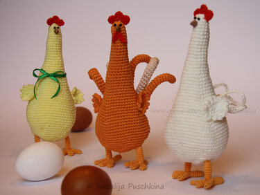 Hahn und Henne 'Matilda' f&uuml;r Ostern - H&auml;kelanleitung - Häkeln