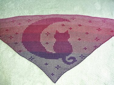 Dreieckstuch Katze im Mond - Häkeln