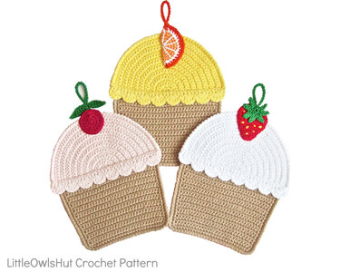 042 Crochet Pattern - Cupcakes Potholder or decor  - Amigurumi PDF file by Zabelina CP