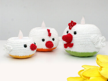 Tealight Holders - Chickens - Crochet Pattern