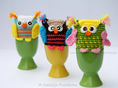 Eierw&auml;rmer 'Eule' - H&auml;kelanleitung - Häkeln