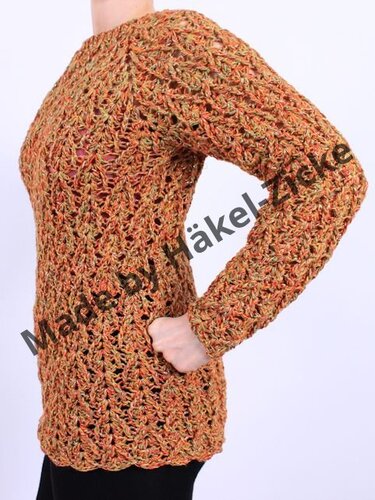 Häkelpullover Puma, mit wunderschönem Muschelmuster, Größe 34-XXL - Häkeln