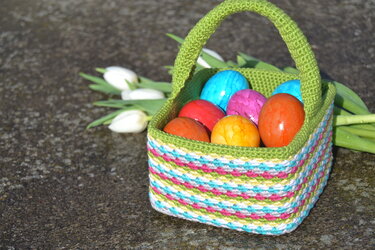 - SPRING - Osterkorb häkeln, Utensilo Ostern, Osterkorb, Osterkörbchen, häkelkorb, Körbchen,
