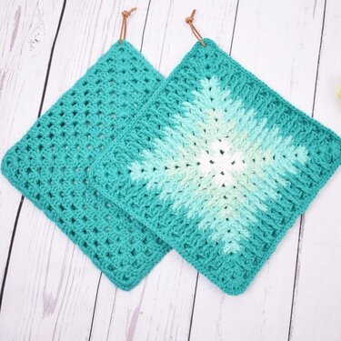Mosaic Granny Potholders - Mix - Crochet