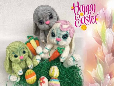 The Eastern Bunny Family Pattern Amigurumi - Crochet
