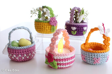 Cute Little Baskets - for tealight, Easter eggs and other little things - Crochet