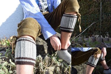 Bayerische Wadenwärmer gestrickt, 36 cm und 40 cm ,17 cm hoch - Stricken