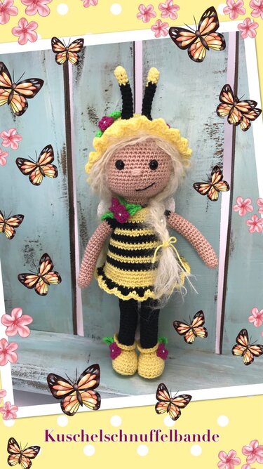 Häkelanleitung Kuschelschnuffelbande Puppe Bienchen