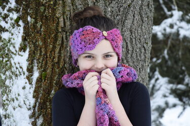 - IDA - Schal und Stirnband Set an jedes Garn und jede Größe anzupassen, von 38 cm - 65 cm Kopfumfang, Häkelanleitung 214