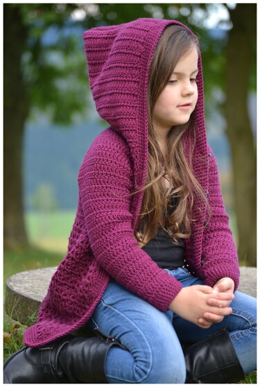 - MATILDA - Basic-Mantel, alle Größen häkeln, Häkelmantel mit Kapuze, RVO Raglan von oben - Bild 20