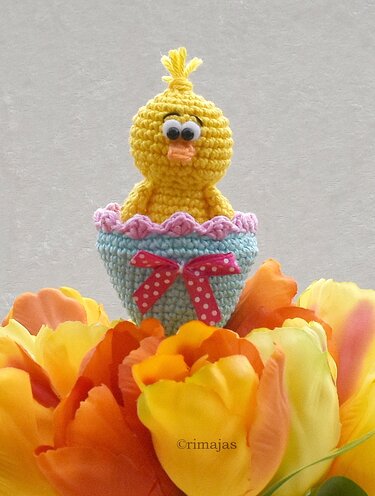 Häkelanleitung / Anhänger & Blumenstecker - Küken im Ei - Frühlingsdeko / Ostern