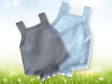 Babystrampler in 2 Größen Strickanleitung - mit vielen Häkelapplikationen