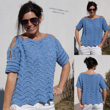 Häkelpulli ZICK-ZACK (Gr. S/M, L/XL) - Häkeln