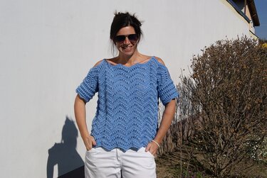 Häkelpulli ZICK-ZACK (Gr. S/M, L/XL) - Bild 3