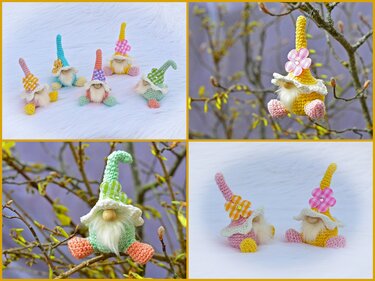 kleine Wichtel zum Hängen oder Stellen Wichtel Frühling Restwolle Ostern - Häkeln